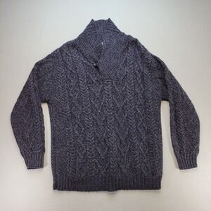 Aran Crafts Ireland Sweater Mens 2XL Blue Fisherman Merino Wool Chunky Knit